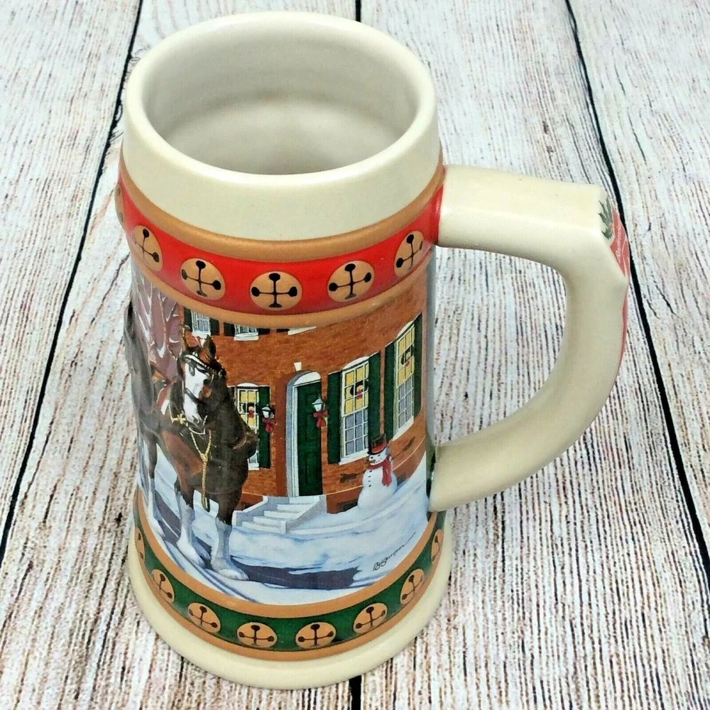 1994 Anheuser Busch Budweiser Holiday Christmas Clydesdales Horses Beer Stein
